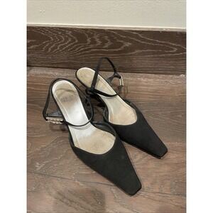 Stuart Weitzman Point Square Tow Kitten Heel With Diamon Details Size 36